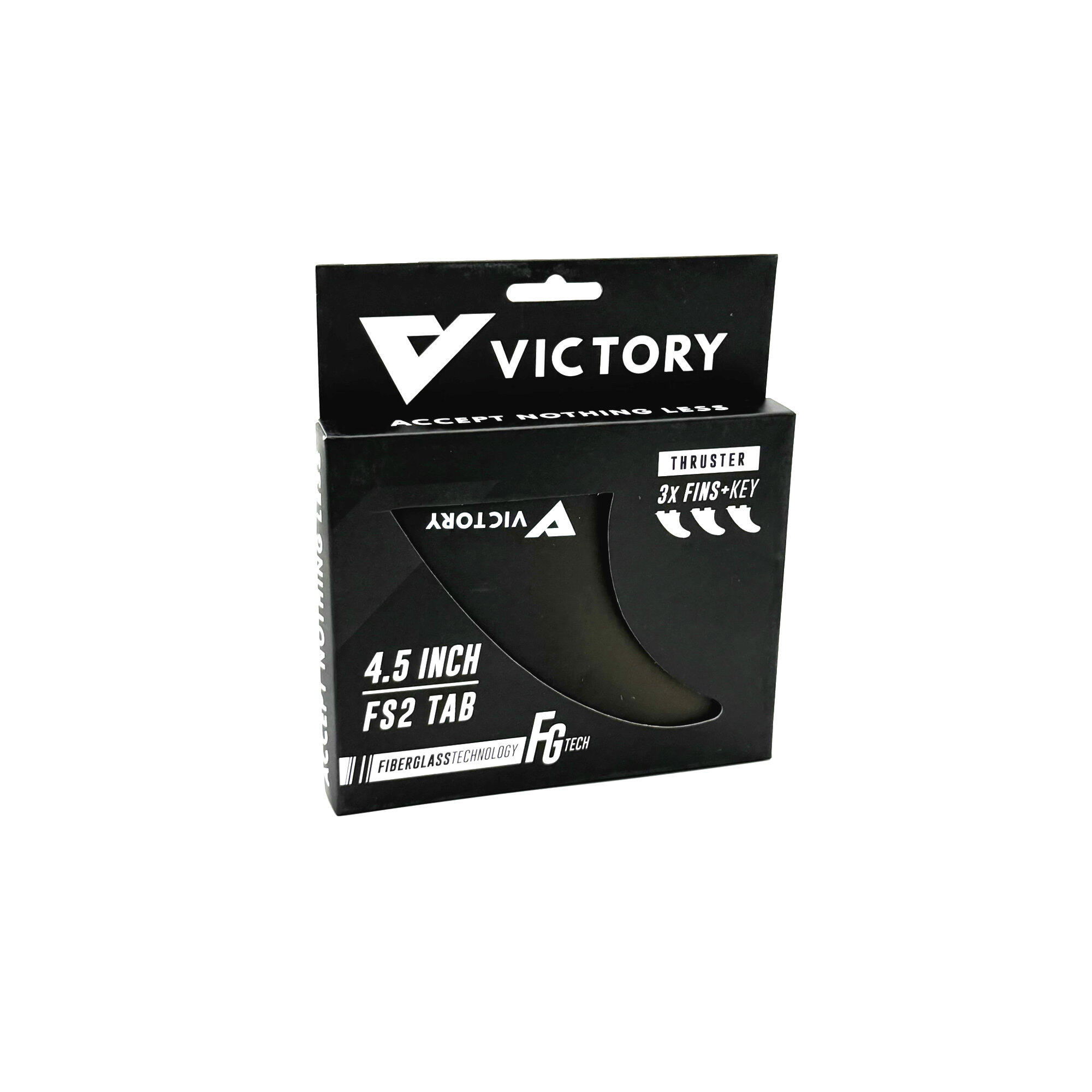VICTORY - Thruster Fins Set Medium - Fiberglass - FCS 2 Compatible - Black 2/3