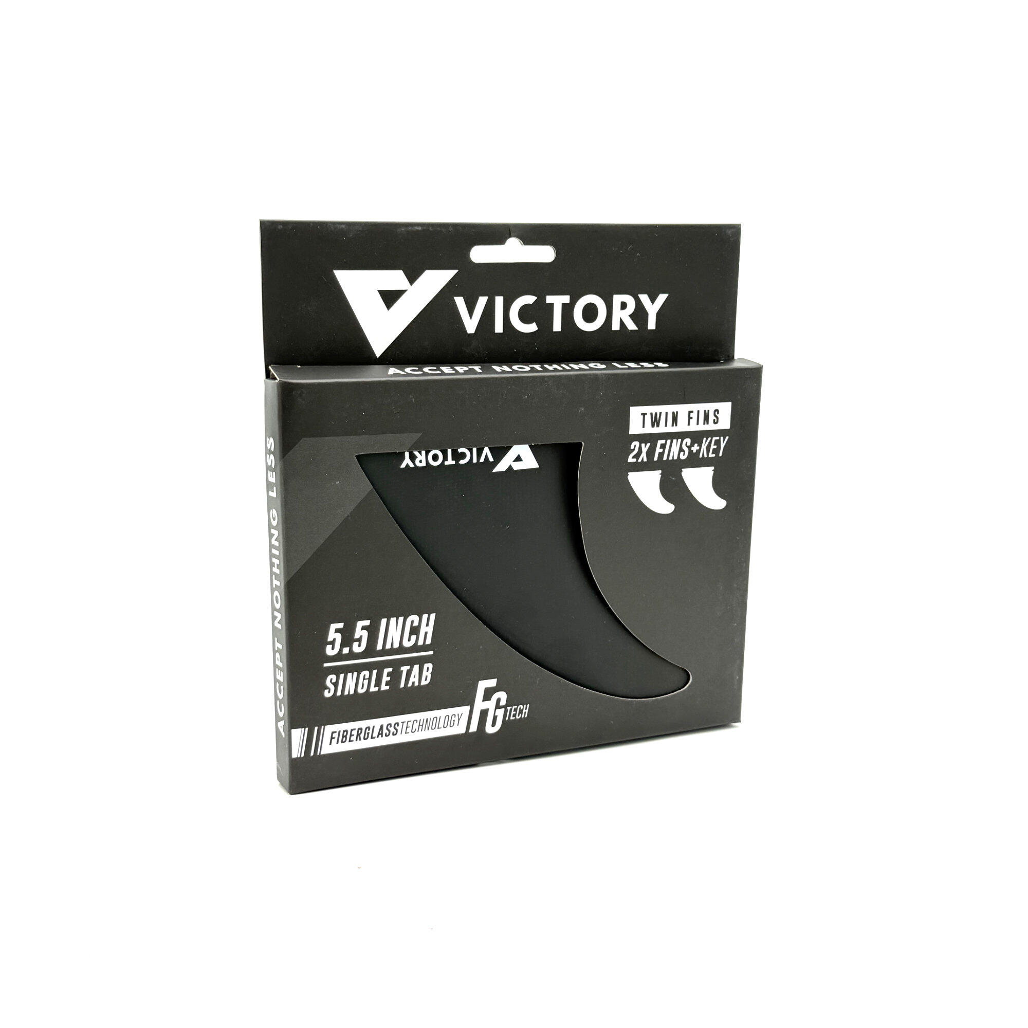 VICTORY - Twin Fins Set Fiberglass - Futures Compatible - Black 2/3