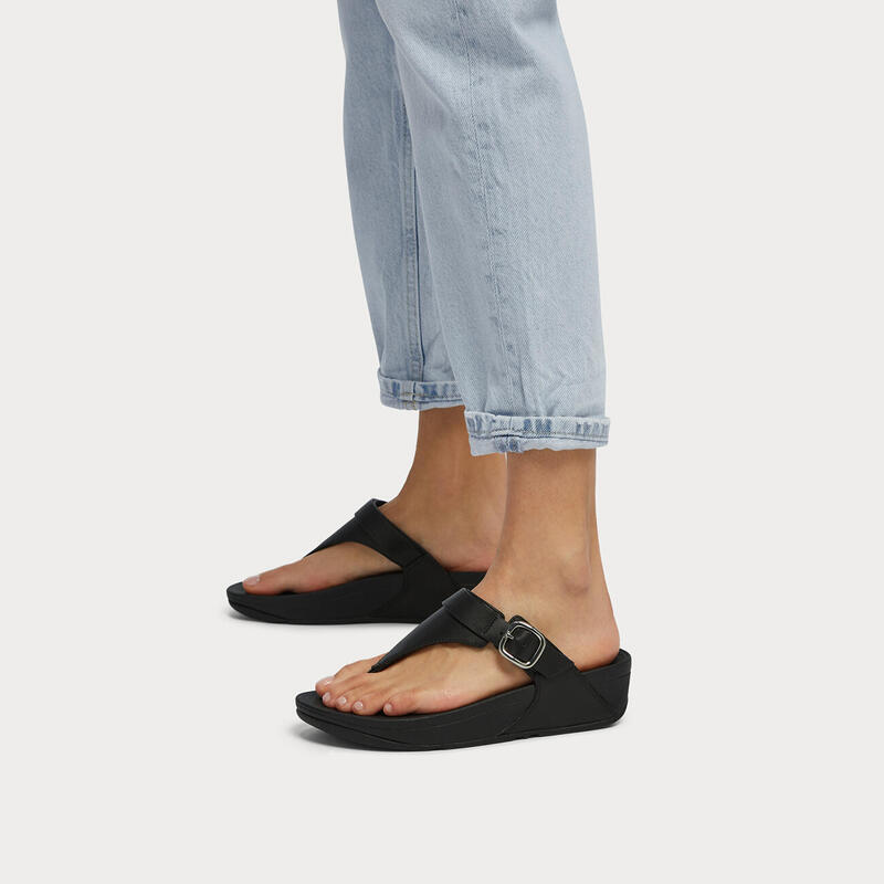 FITFLOP Lulu Adjustable Toe Post - Leather  GEHEEL ZWART 37