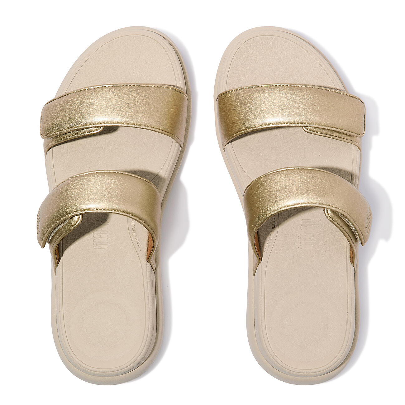 FITFLOP F-Mode Go Adjustable Flatform Two-Bar Slides  Goud  PLATINO 37 5/7