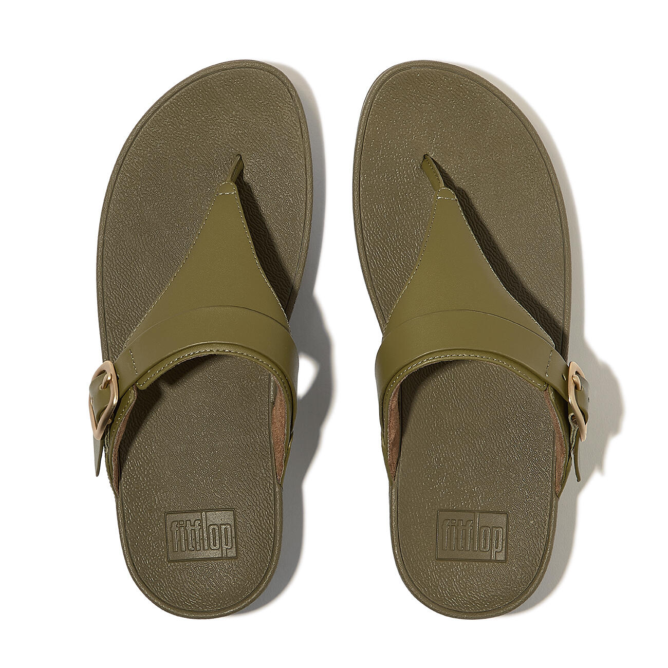 FITFLOP FitFlop Lulu Adjustable Toe Post - Leather  CAMOUFLAGE-GROEN 39 5/7