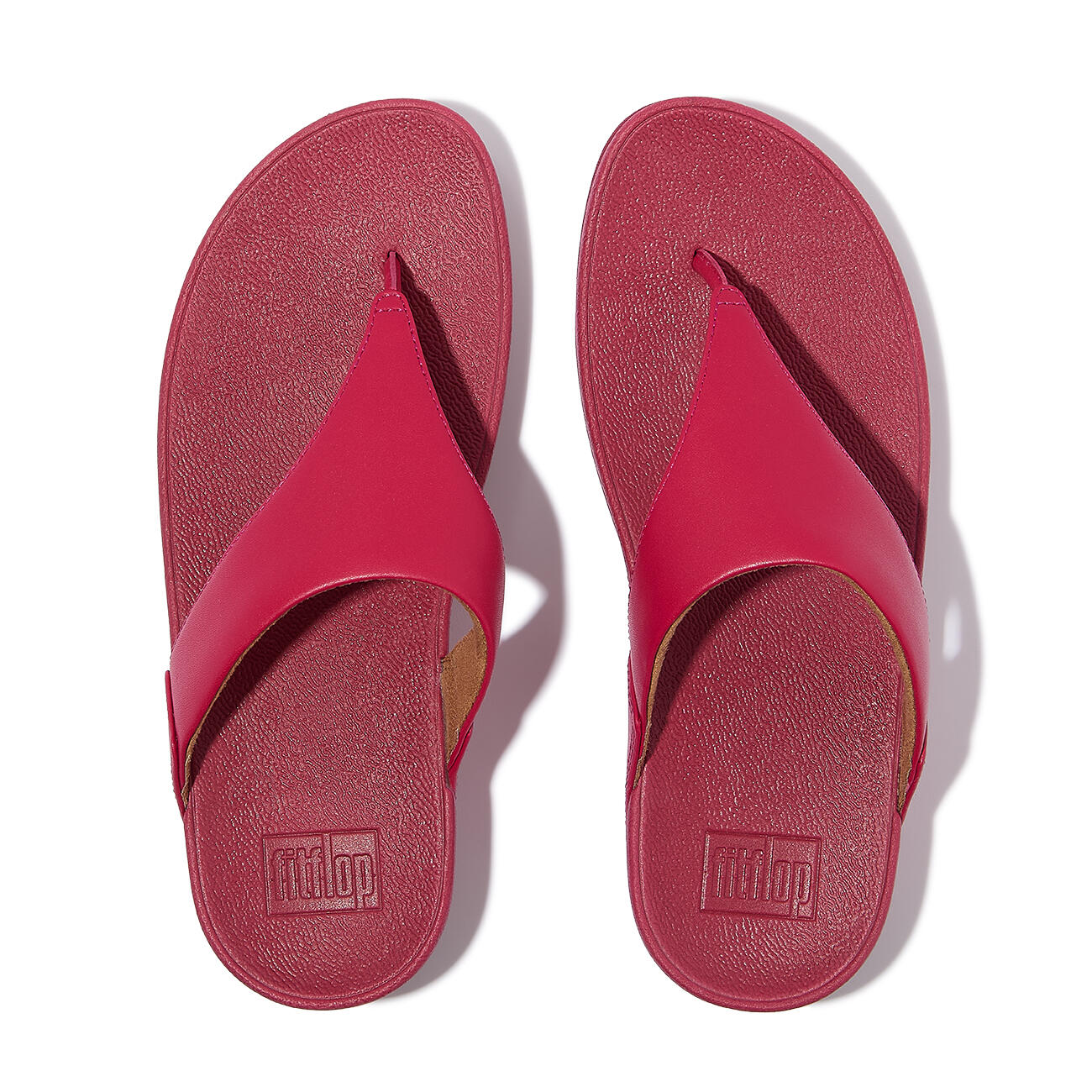 FITFLOP Lulu Lederen Teenslipper - Microwobbleboard-zool technologie  RODE BES 5/7