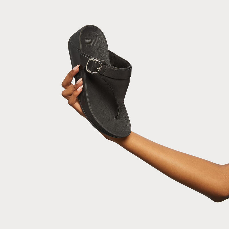 FITFLOP Lulu Adjustable Toe Post - Leather  GEHEEL ZWART 37