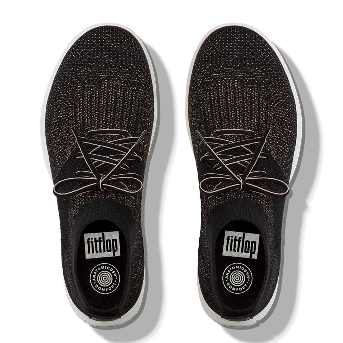 FITFLOP berknit Slip-On High Top Sneaker  ZWART/BRONS METAAL. 37 3/5