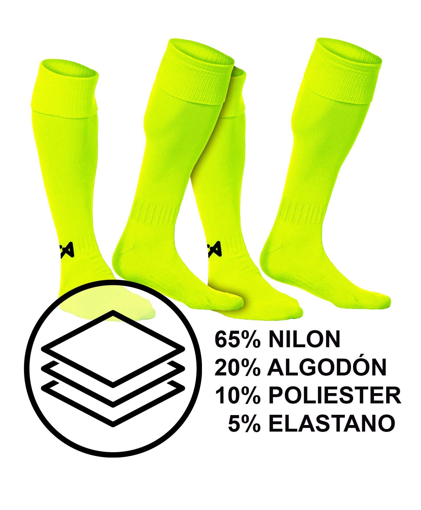 Embalagem de 2 pares de meias de futebol Asioka Soccer verde limão antiborboto. 5/6