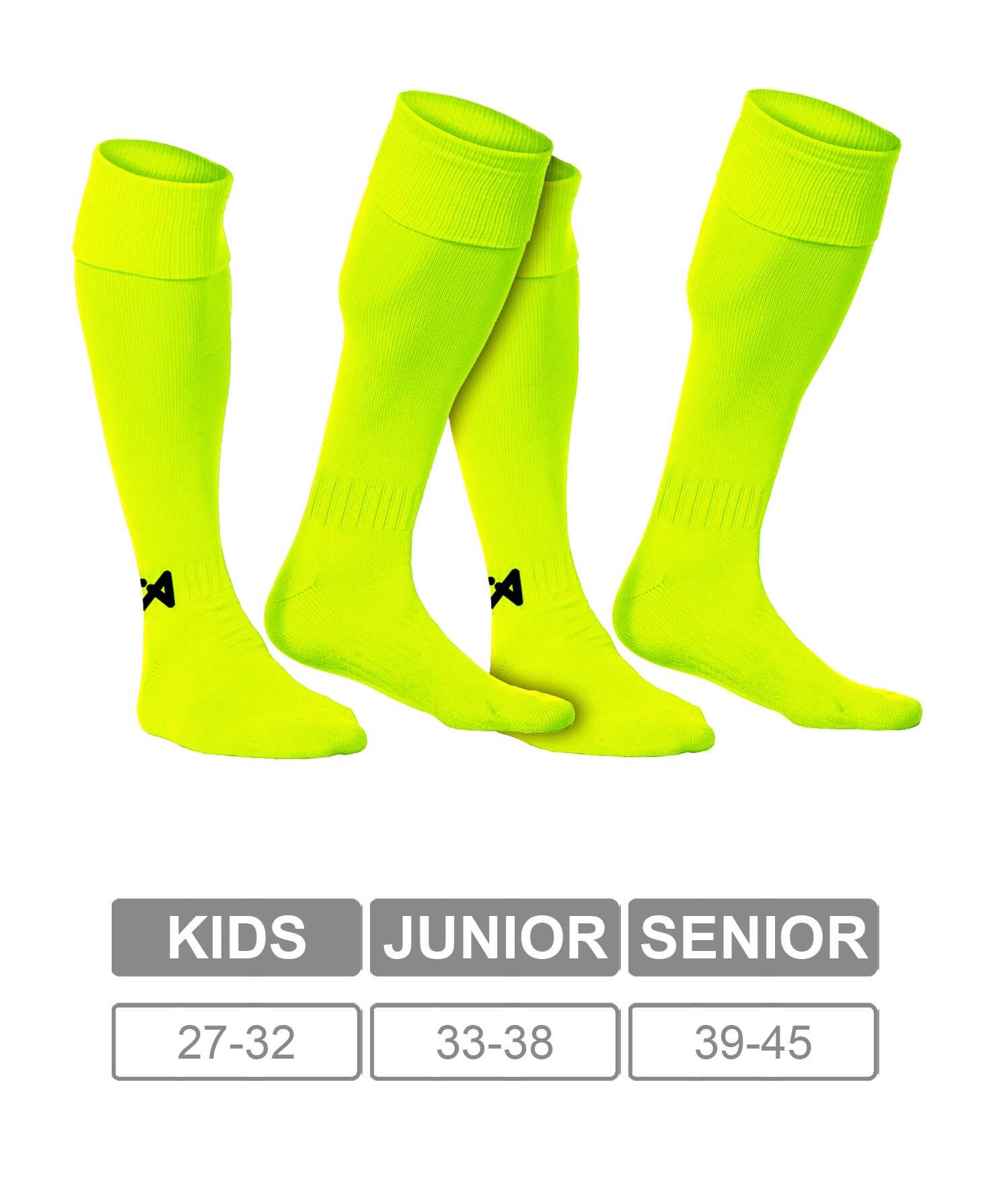 Embalagem de 2 pares de meias de futebol Asioka Soccer verde limão antiborboto. 4/6