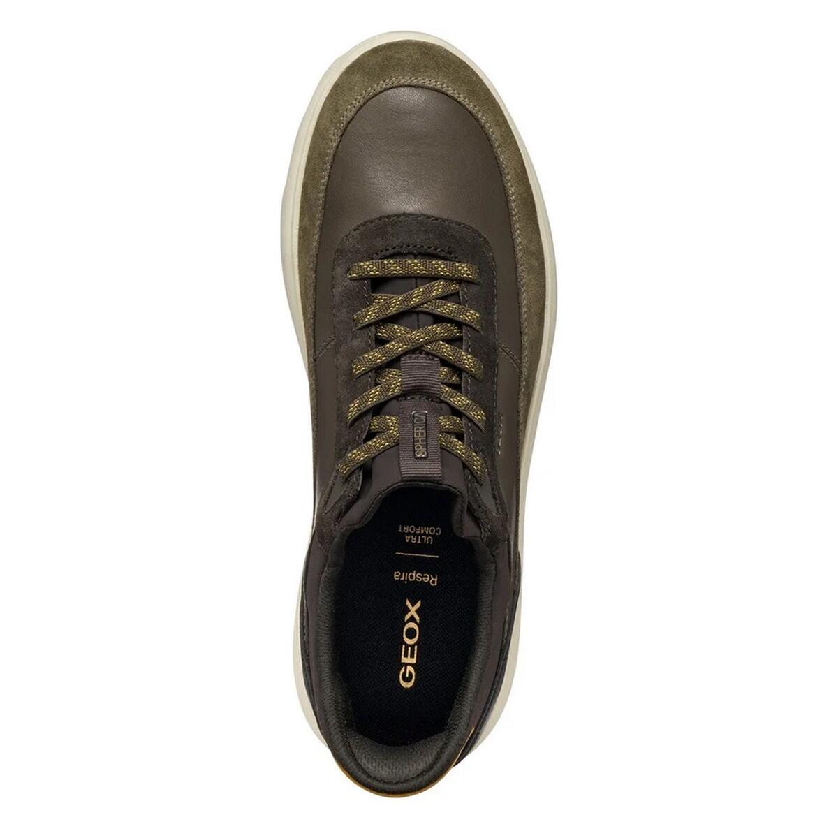 Scarpe Sportive PelleUomo Geox U Spherica Plus Militare Caffè 3/4