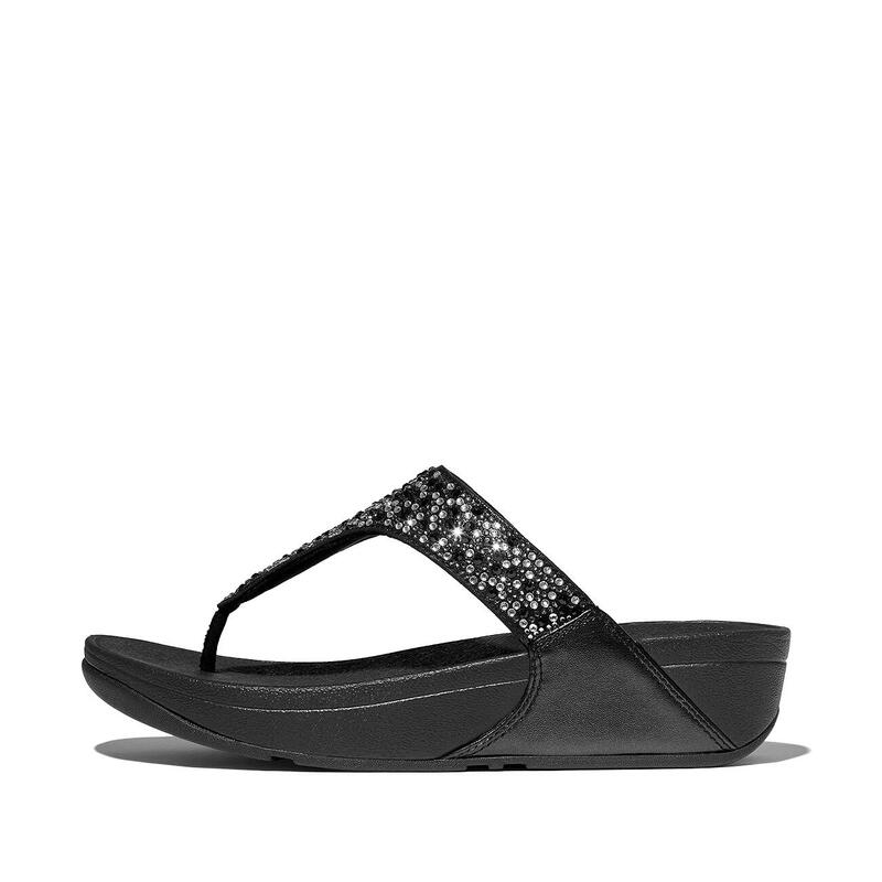 FITFLOP FitFlop Lulu Crystal-Mix Toe-Post Sandals  GEHEEL ZWART 40