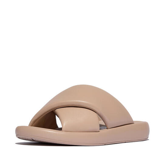 FITFLOP FitFlop Iqushion D-Luxe Padded Leather Cross Slides BEIGE 37