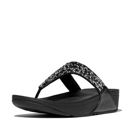 FITFLOP FitFlop Lulu Crystal-Mix Toe-Post Sandals MIDDERNACHTBLAUW 37