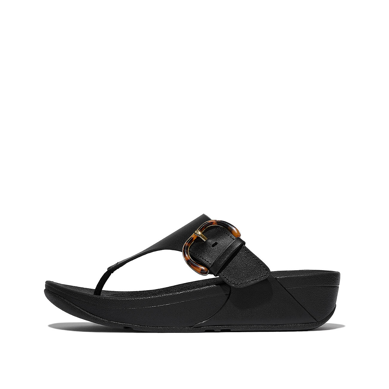 FITFLOP FitFlop Lulu Resin-Buckle Leather Toe-Post Sandals  GEHEEL ZWART 41 3/7