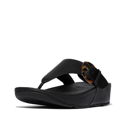 FITFLOP FitFlop Lulu Resin-Buckle Leather Toe-Post Sandals GEHEEL ZWART 36
