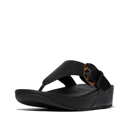 FITFLOP FitFlop Lulu Resin-Buckle Leather Toe-Post Sandals GEHEEL ZWART 36