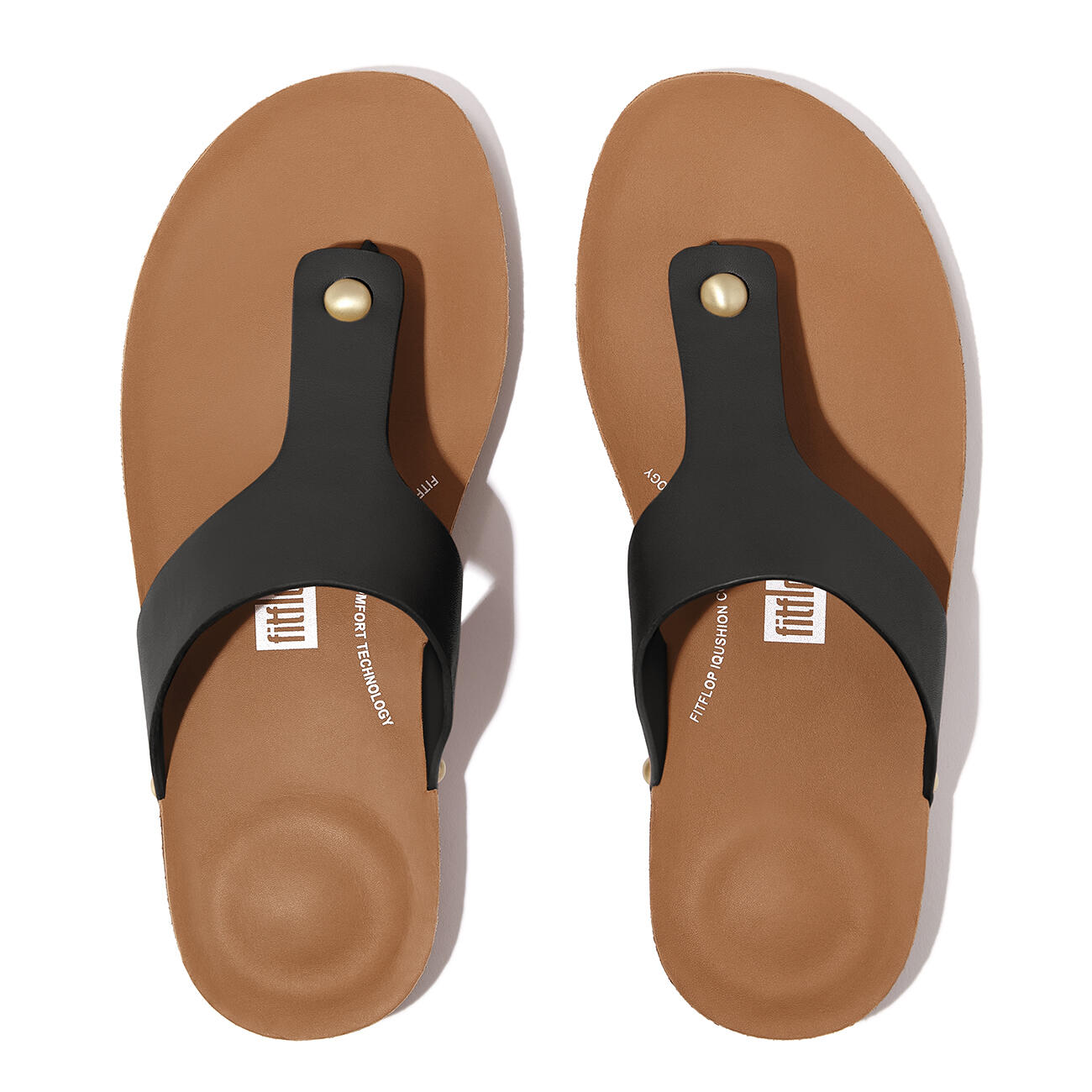 FITFLOP FitFlop Iqushion Leather Toe-Post Sandals  ZWART 41 5/7