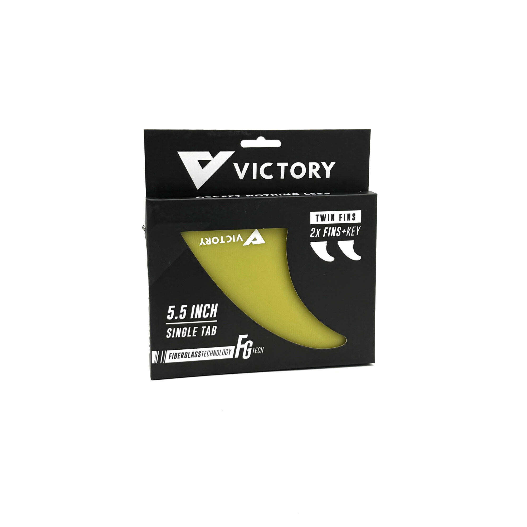 VICTORY - Twin Fins Set Fiberglass - Futures Compatible - Yellow 2/3