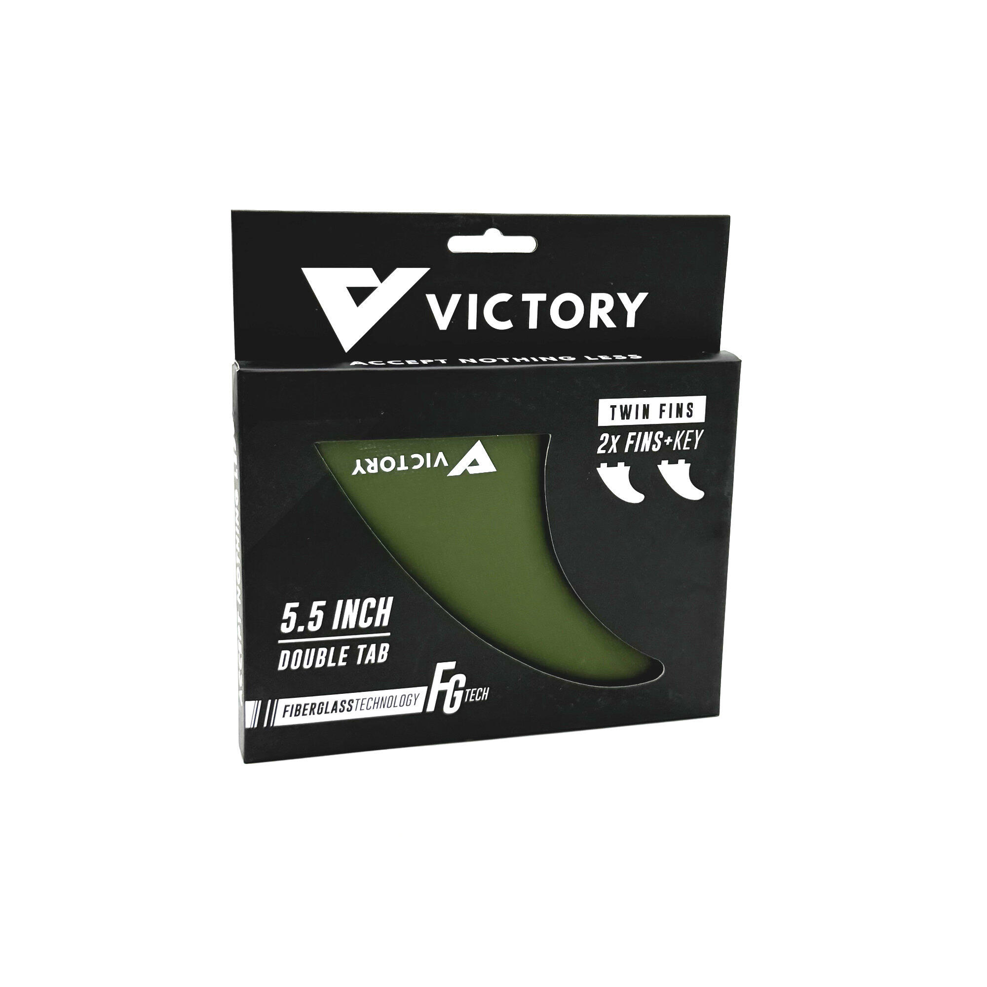 VICTORY - Twin Fins Set Fiberglass - FCS Compatible - Khaki 2/3