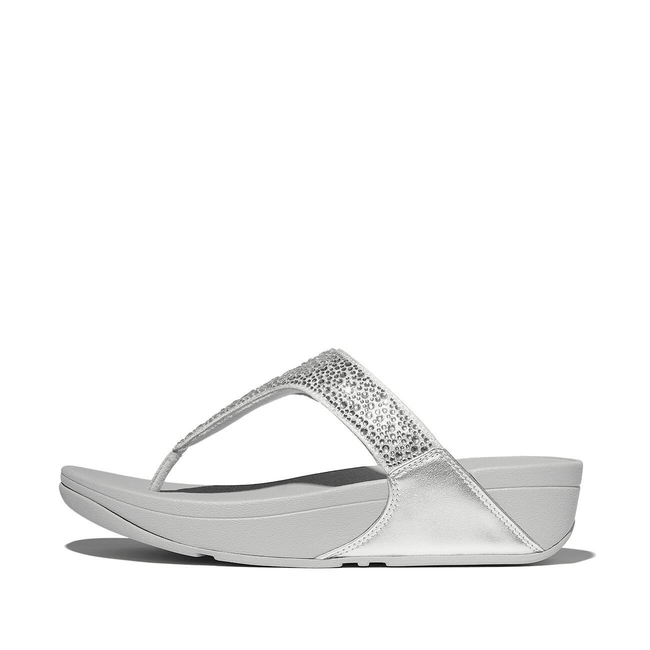 FITFLOP FitFlop Lulu Crystal-Mix Toe-Post Sandals  ZILVER 41 3/7