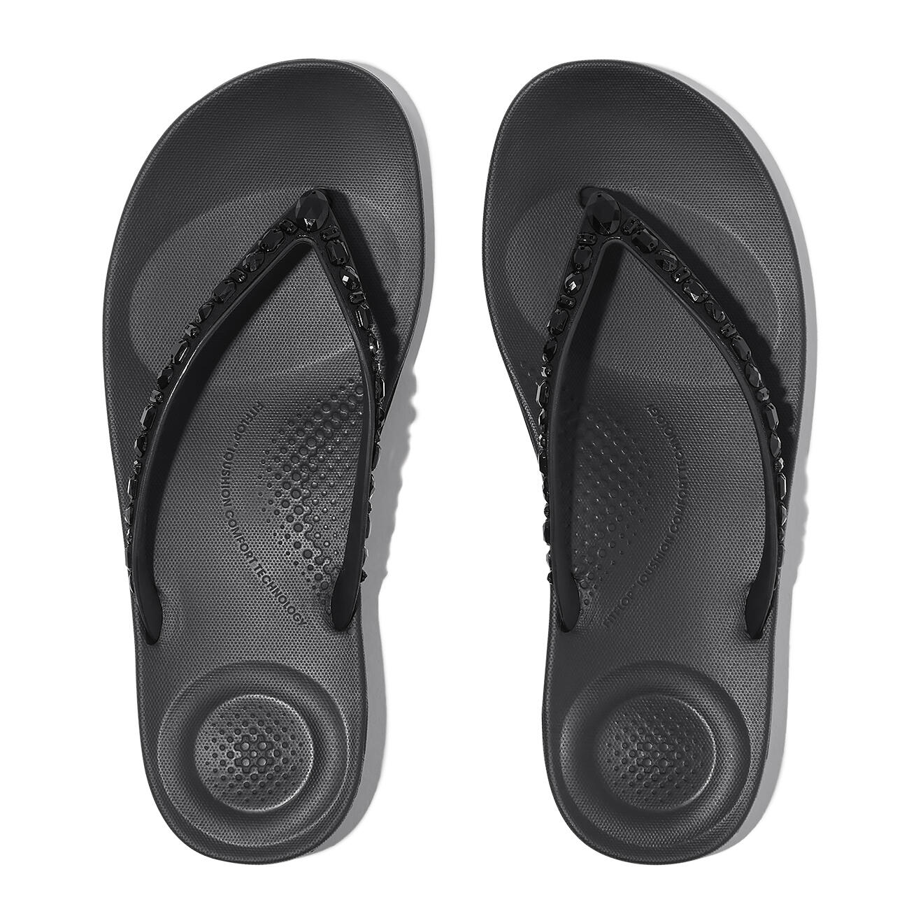 FITFLOP FitFlop Iqushion Multi-Crystal Ergonomic Flip-Flops  GEHEEL ZWART 42 5/7