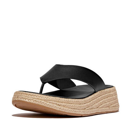 FITFLOP FitFlop F-Mode Espadrille Leather Flatform T/Post Sandals ZWART 36