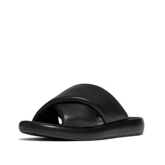 FITFLOP FitFlop Iqushion D-Luxe Padded Leather Cross Slides ZWART 38