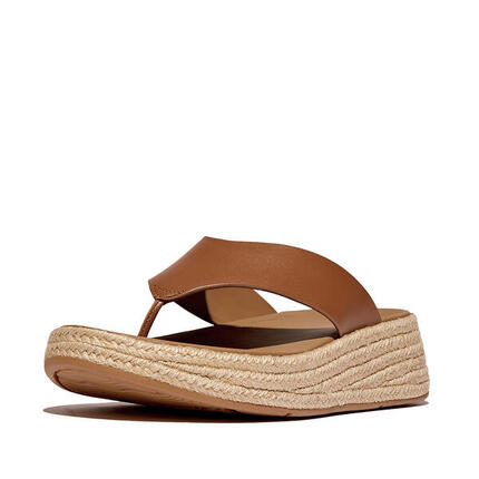 FITFLOP FitFlop F-Mode Espadrille Leather Flatform T/Post Sandals DIEPBRUIN 36