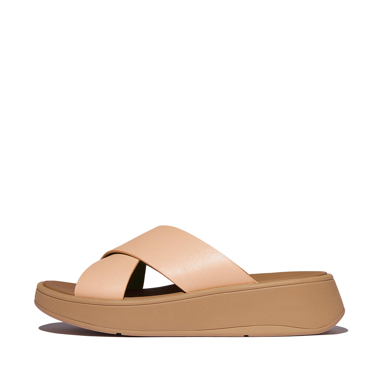 FITFLOP FitFlop F-Mode Leather Flatform Cross Slides  ZANDKLEURIG BEIGE 40 3/7