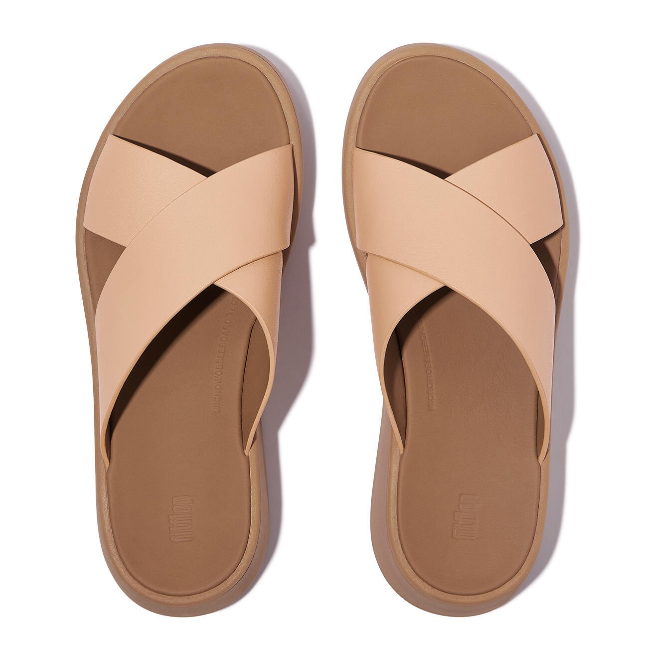 FITFLOP FitFlop F-Mode Leather Flatform Cross Slides  ZANDKLEURIG BEIGE 40 5/7