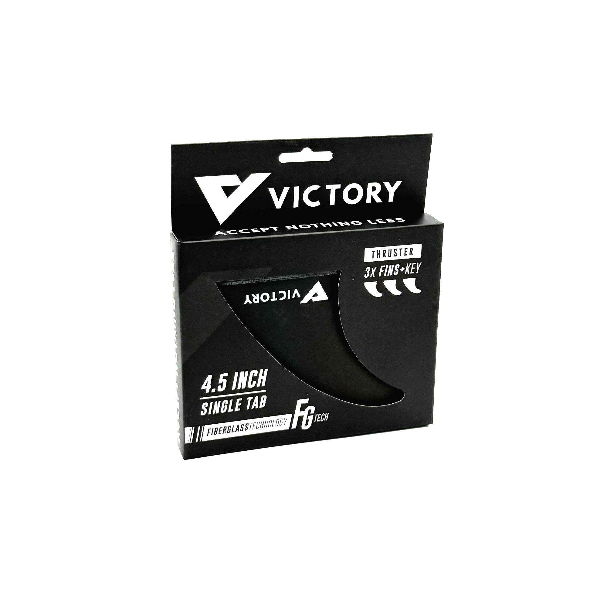 VICTORY - Thruster Fins Set Medium - Fiberglass - Futures Compatible - Black 2/3