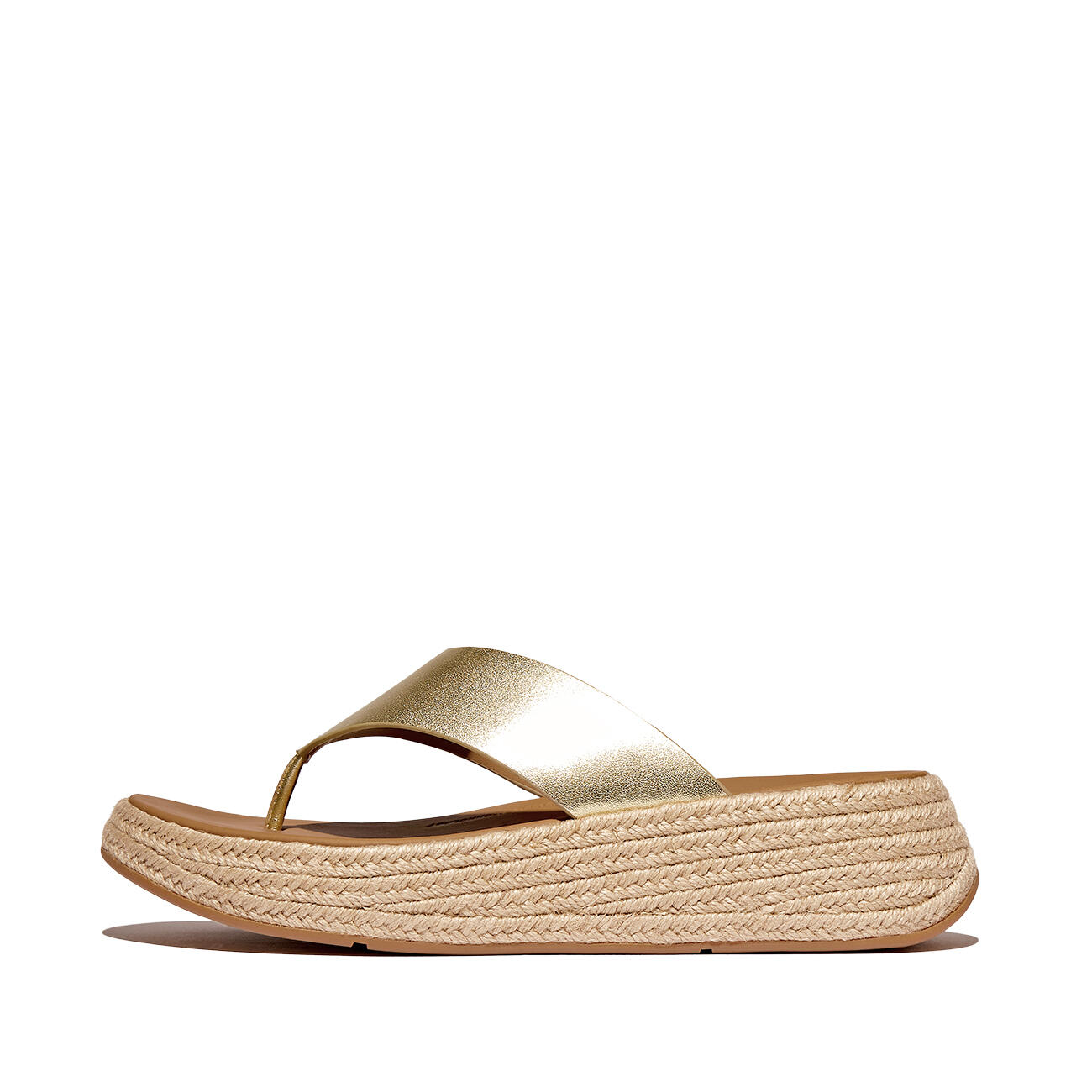 FITFLOP FitFlop F-Mode Espadrille Leather Flatform T/Post Sandals  PLATINO 42 3/7