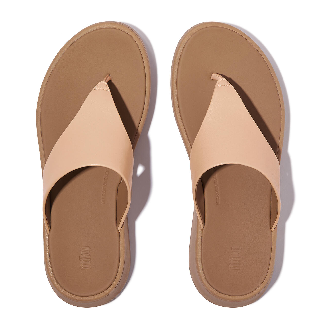 FITFLOP FitFlop F-Mode Leather Flatform Toe-Post Sandals  BEIGE 37 5/7