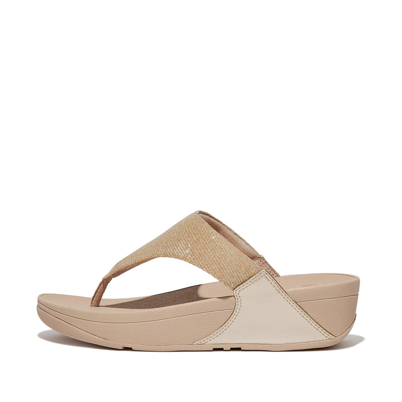 FITFLOP FitFlop Lulu Shimmerlux Toe-Post Sandals  LATTE BEIGE 42 3/7