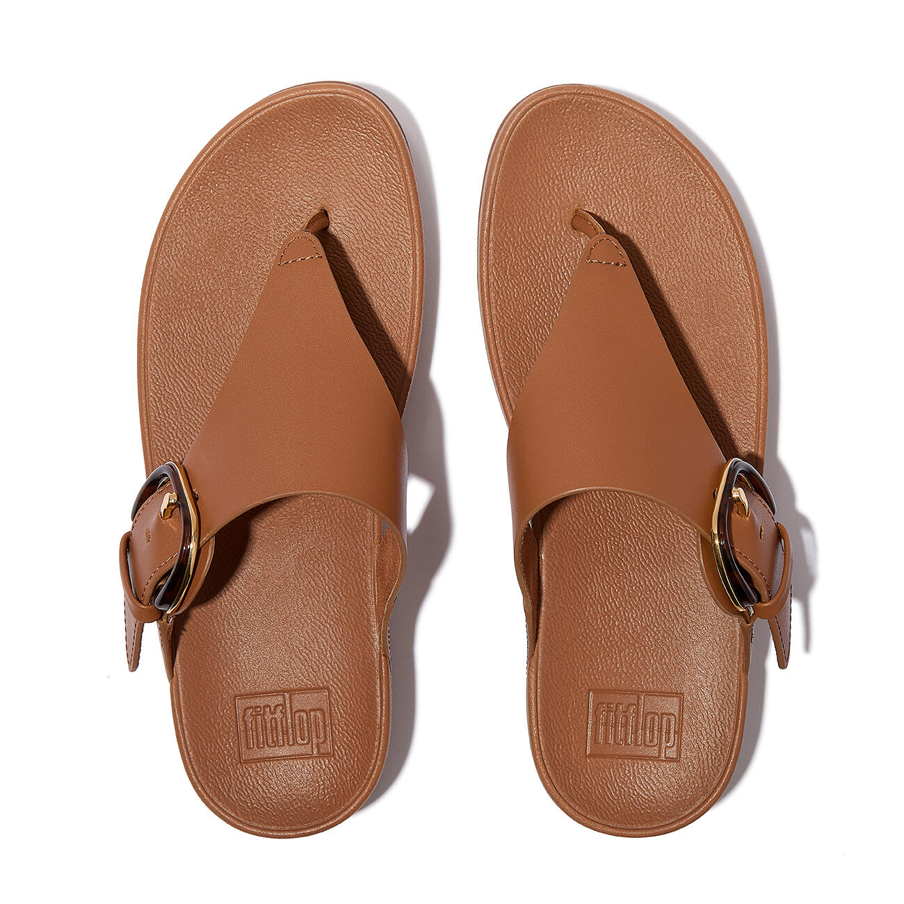 FITFLOP FitFlop Lulu Resin-Buckle Leather Toe-Post Sandals  DIEPBRUIN 38 5/7