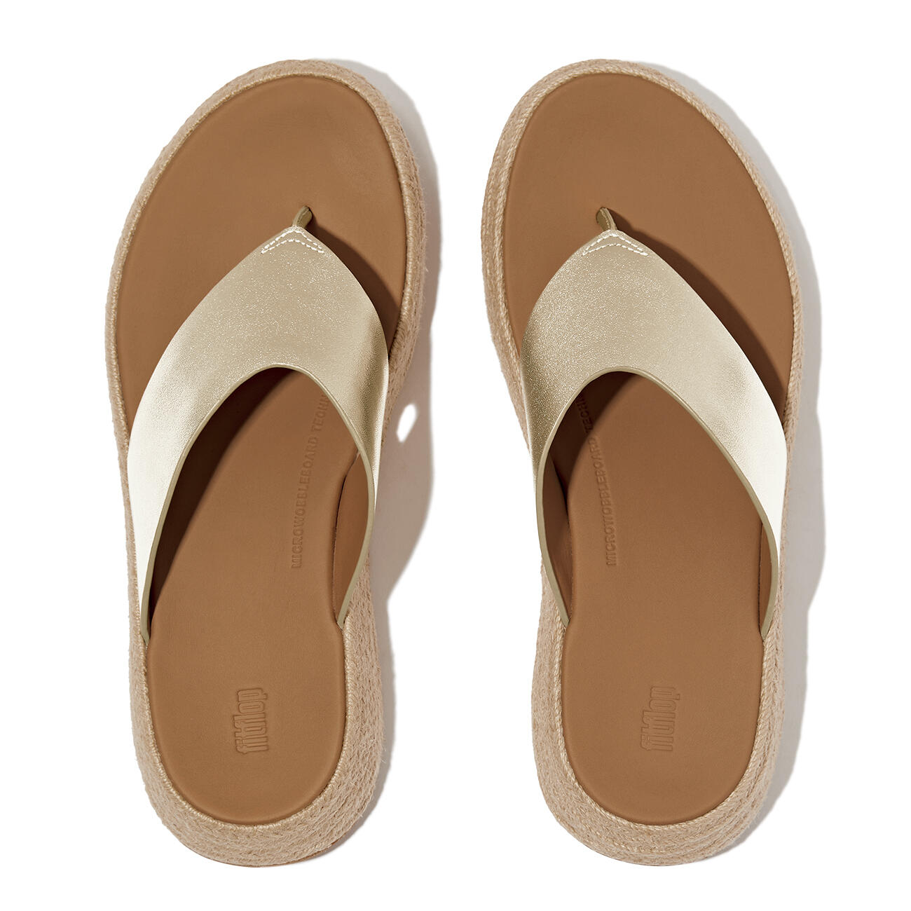 FITFLOP FitFlop F-Mode Espadrille Leather Flatform T/Post Sandals  PLATINO 42 5/7