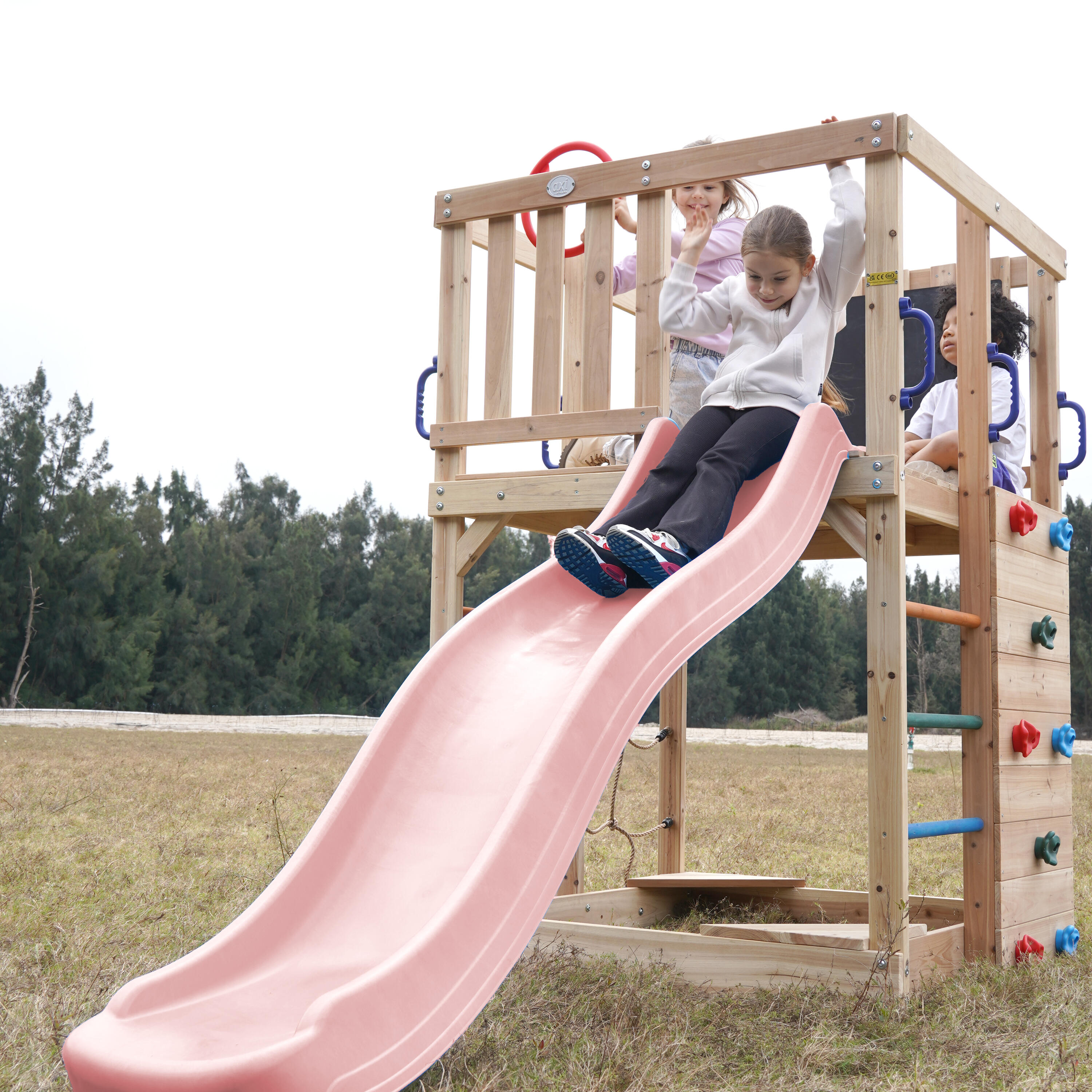 Klettergerüst mit Kletterwand, AXI Sam - Rutsche in Pastellrosa 3/7
