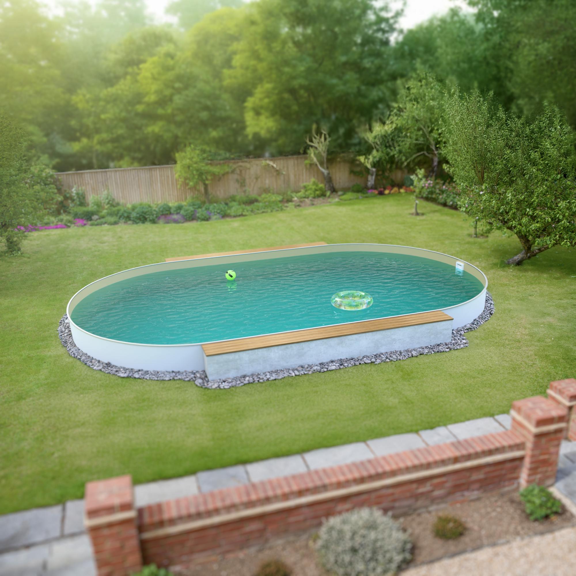 Fresh-Pool Profi Stahlwandpool Set oval, 700x350x150 cm, Stahl 0,8 mm
weiß, Foli 3/7