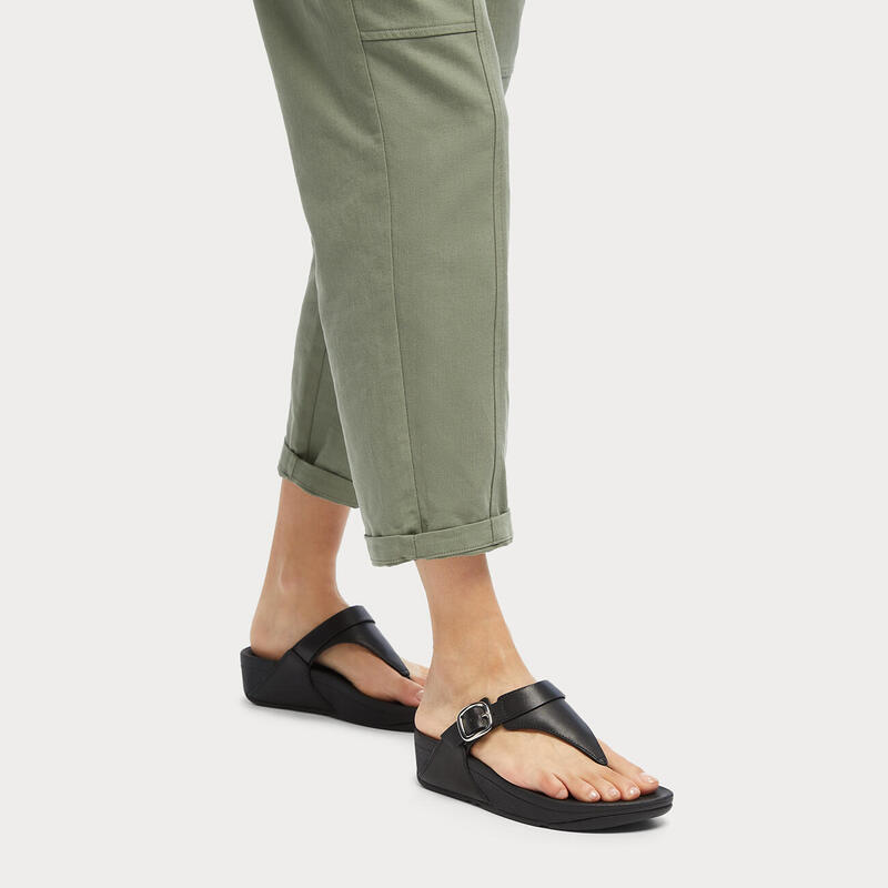 FITFLOP Lulu Adjustable Toe Post - Leather  GEHEEL ZWART 37
