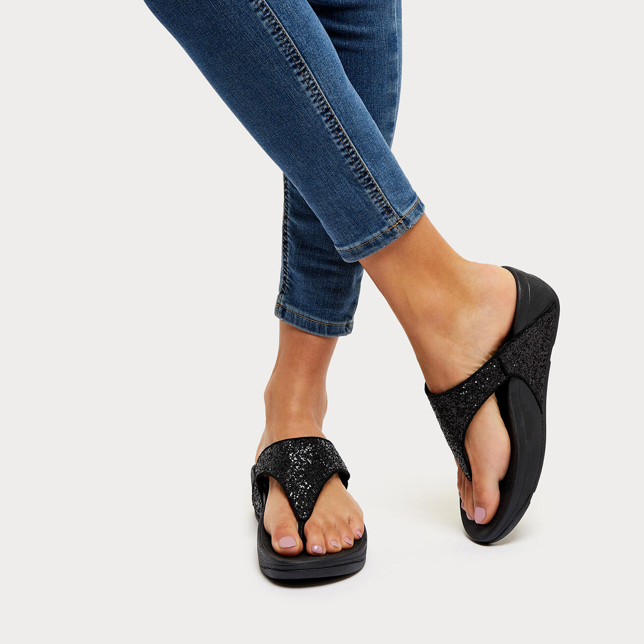 FITFLOP FitFlop Lulu Glitter Toe-Thongs PU Glitter  MIDDERNACHTBLAUW 40 5/7