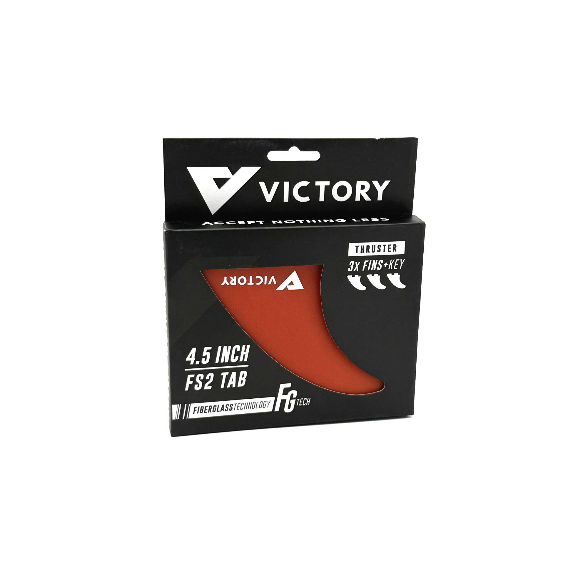 VICTORY - Thruster Fins Set Medium - Fiberglass - FCS 2 Compatible - Red 2/3