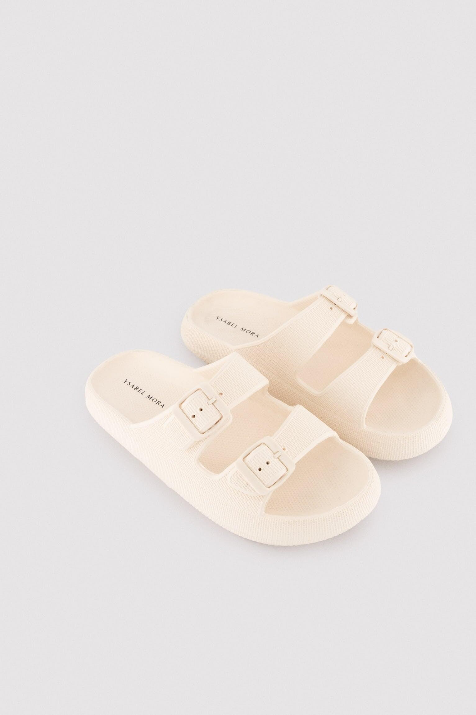 Tongs de plage ivoire avec boucles antidérapantes, confort optimal 2/3