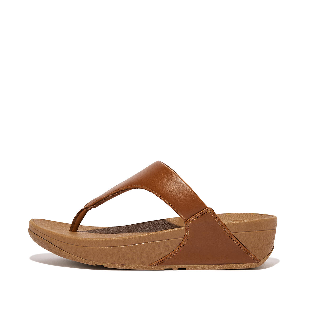 FITFLOP Lulu Lederen Teenslipper - Microwobbleboard-zool technologie  LICHTBRUIN 3/7