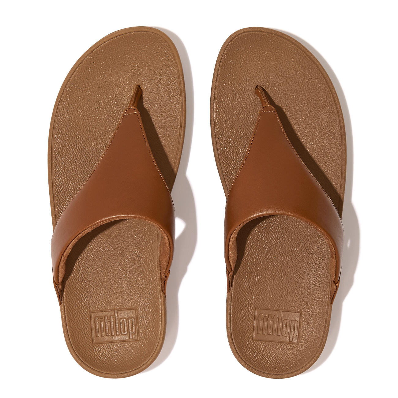 FITFLOP Lulu Lederen Teenslipper - Microwobbleboard-zool technologie  LICHTBRUIN 5/7