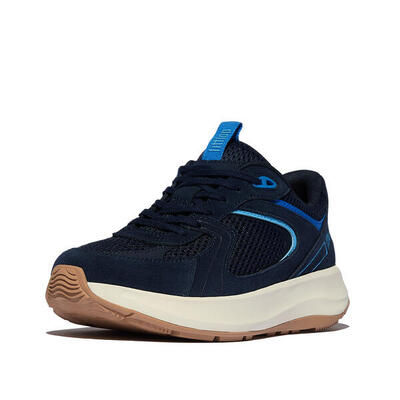 Fitflop fitflop f-mode flow suede/mesh/leather flatform sneakers donkerblauw 36