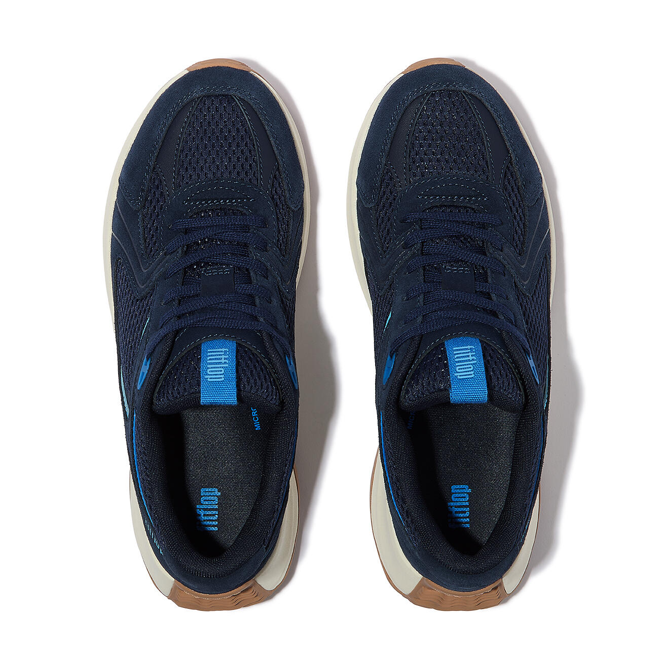 FITFLOP FitFlop F-Mode Flow Suede/Mesh/Leather Flatform Sneakers  DONKERBLAUW 36 5/7