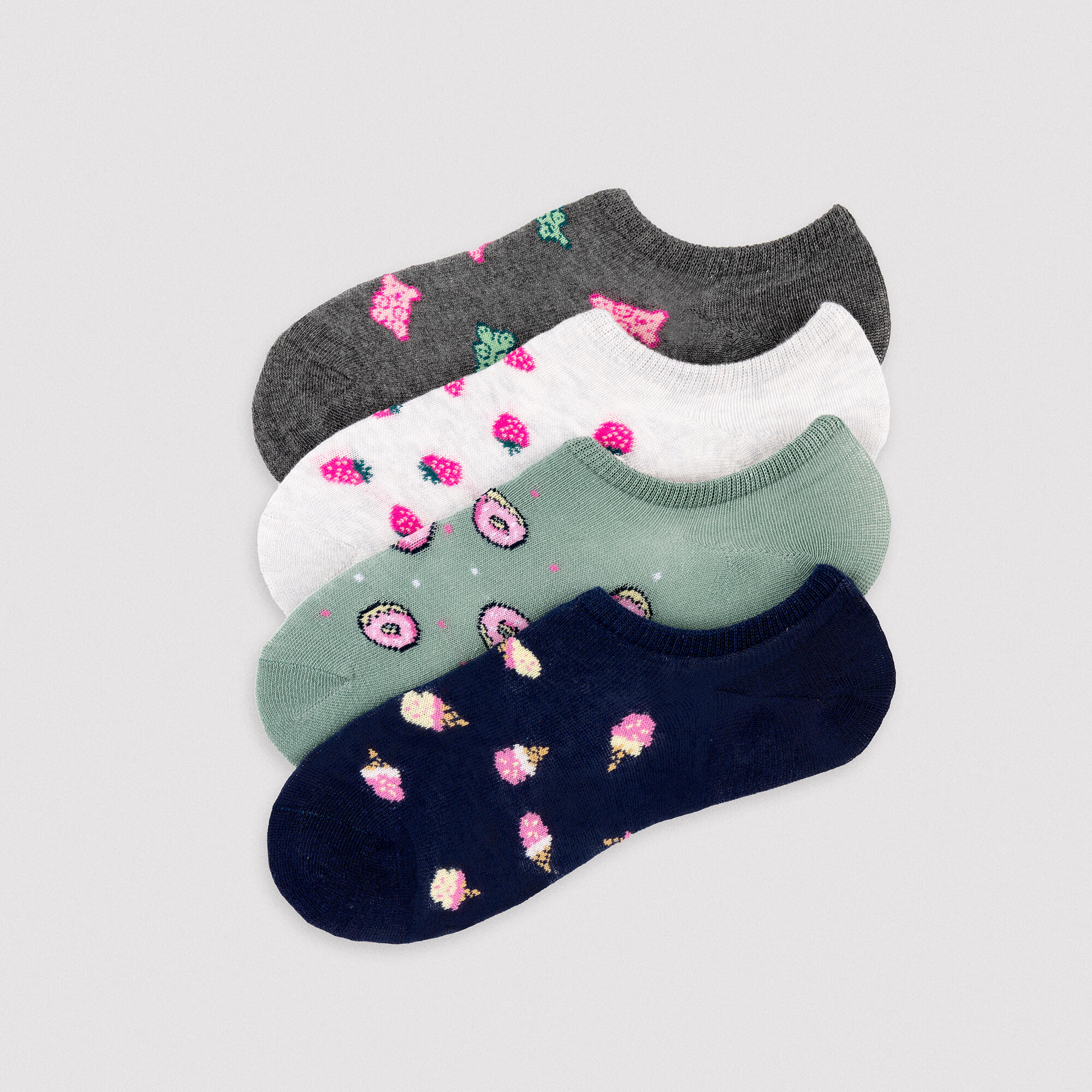 Lot de 4 chaussettes roses à motifs gourmands 1/7