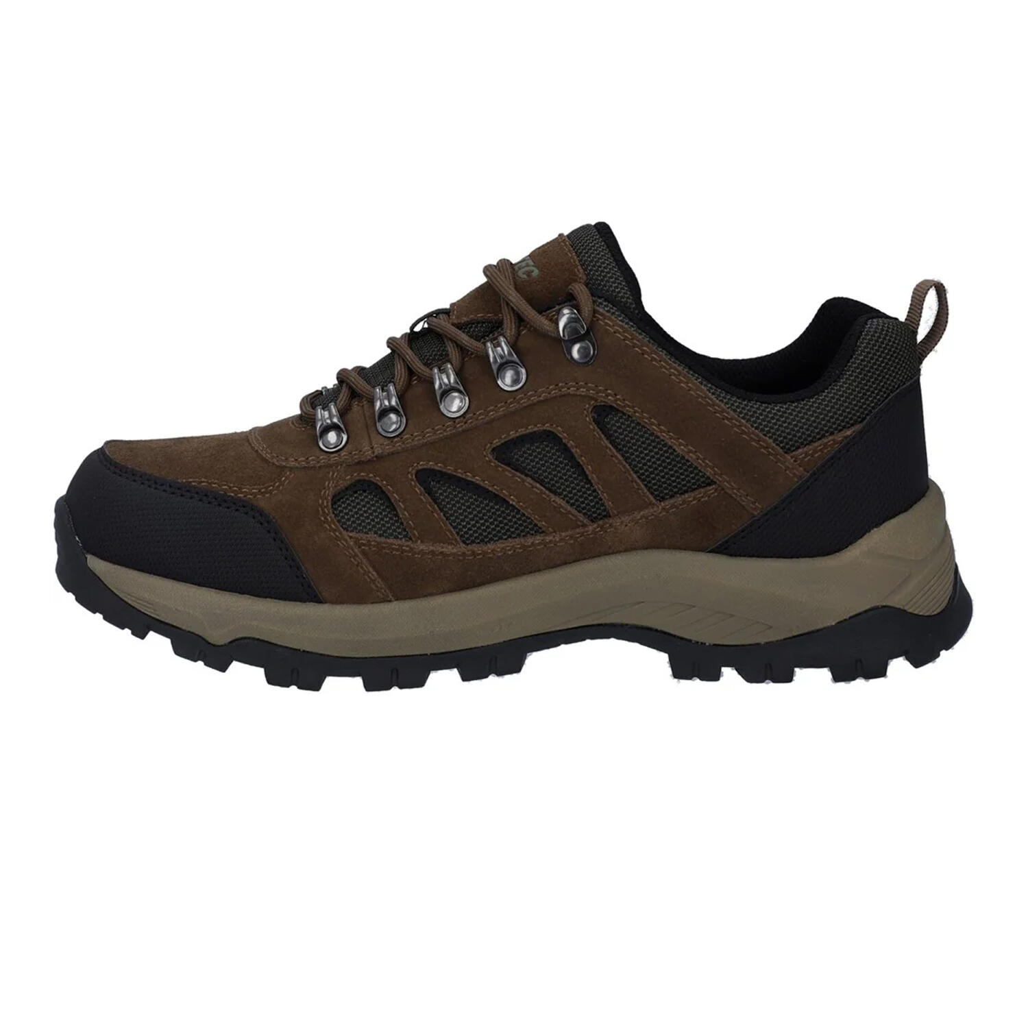 Mens Bandera Expedition Suede Low Walking Shoes (Smokey Brown/Khaki Green) 3/4