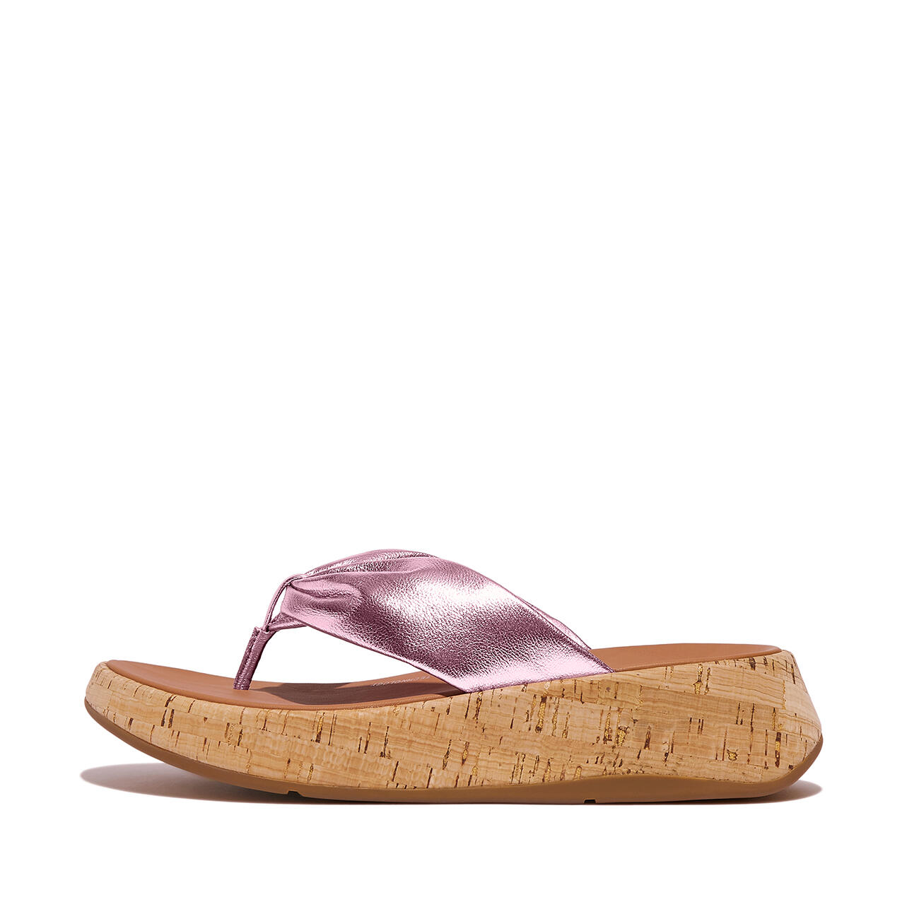 FITFLOP FitFlop F-Mode Leather-Twist Flatform Toe-Thongs (Cork)  METALLIC WILDE 3/7