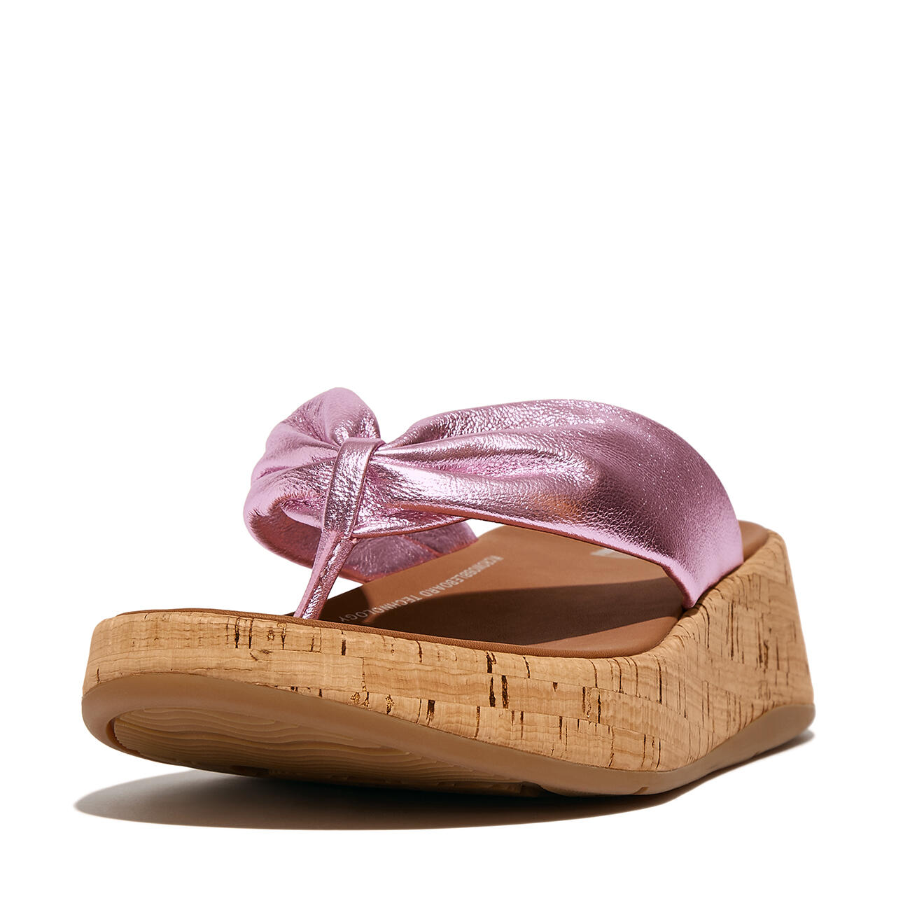 FITFLOP FitFlop F-Mode Leather-Twist Flatform Toe-Thongs (Cork)  METALLIC WILDE 6/7
