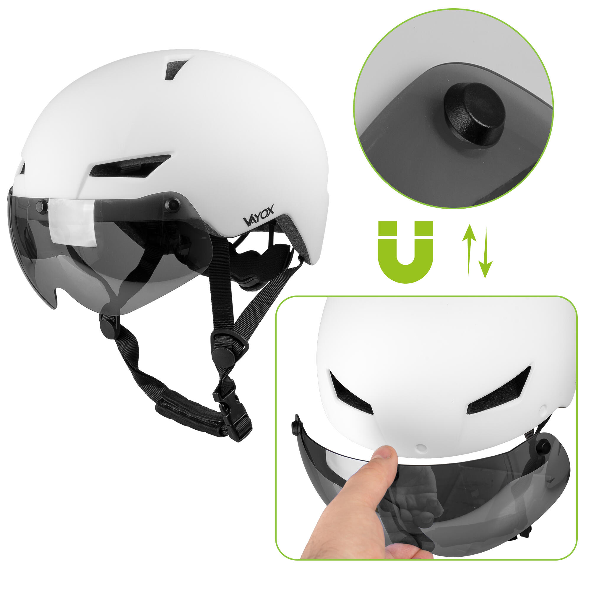 Capacete para bicicleta patins Vayox Street VA0423 com viseira e luz LED 55-58cm 3/7