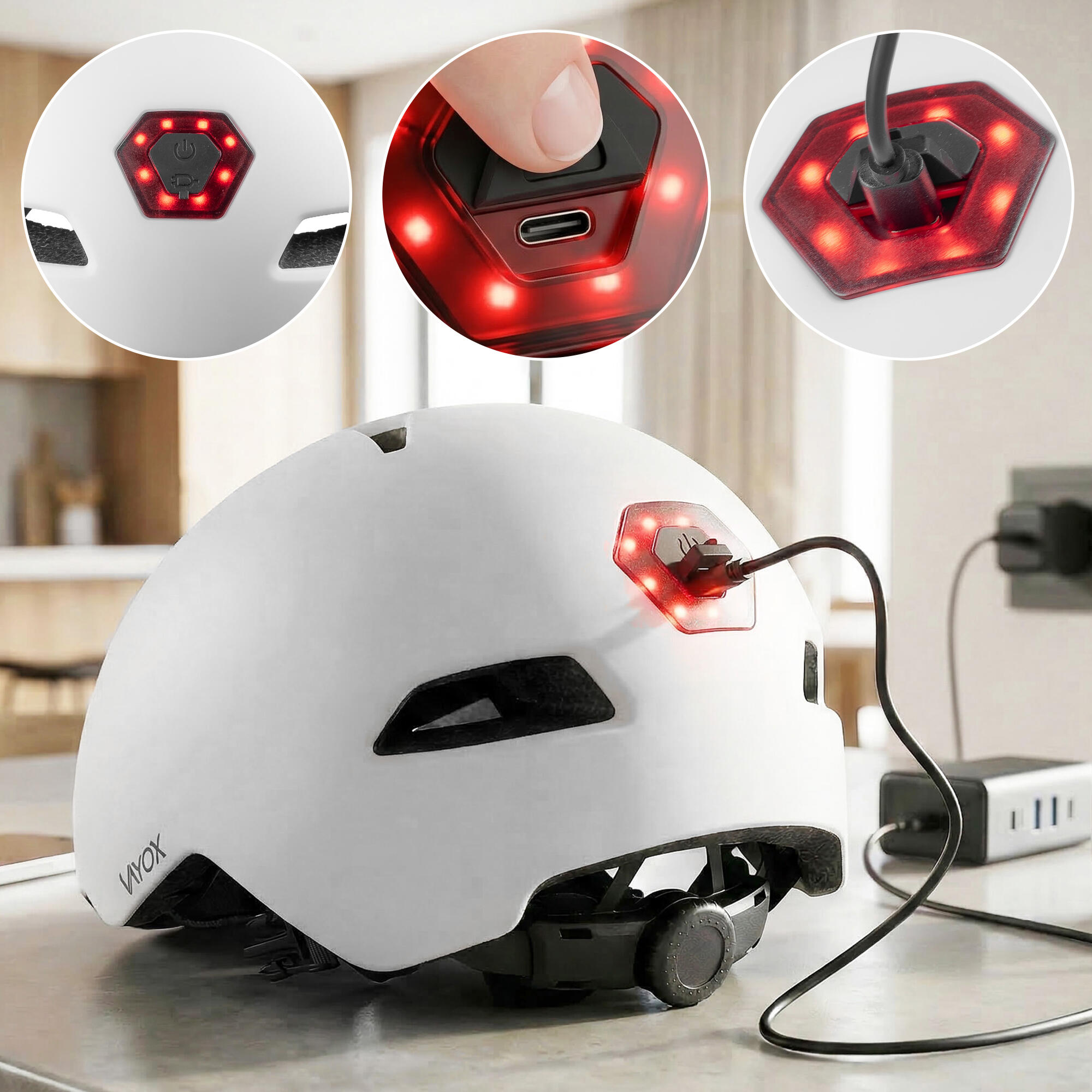 Casco per bici pattini Vayox Street VA0423 con visiera e luce LED 55-58cm 4/7