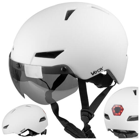Casco per bici pattini Vayox Street VA0423 con visiera e luce LED 55-58cm